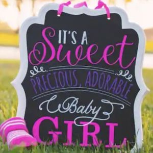 It's a girl baby shower chalkboard sign!